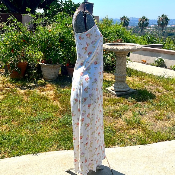 Vintage Laura Ashley White floral maxi slip dress vintage 90’s summer dress szM - Picture 6 of 14